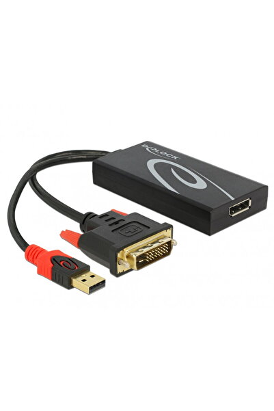 DELOCK Adaptor DVI-D la Displayport 4K 30 Hz T-M + alimentare USB, 62596
