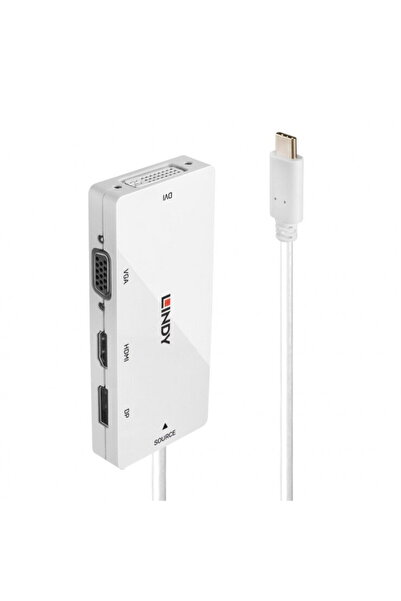 LİNDY Adaptor USB-C la HDMI / VGA / DisplayPort / DVI T-M Alb, L43279