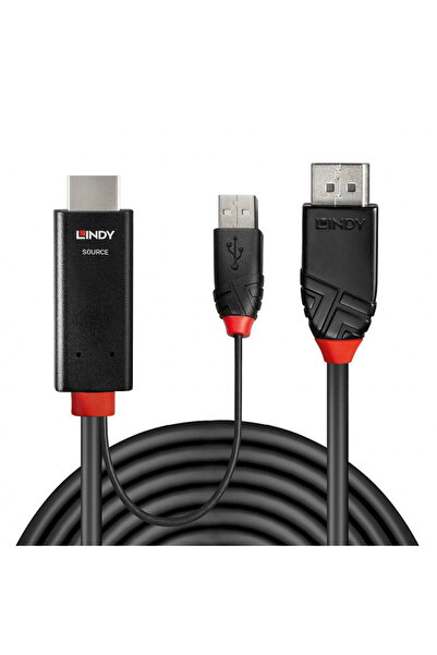 LİNDY Cablu HDMI la Displayport 4K60Hz cu alimentare USB T-T 2m, L41499