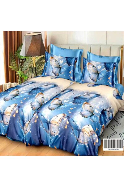 Patul Satin Cotton Linen with 2 Sides, Double Bed, Sulphur, 7 Pieces