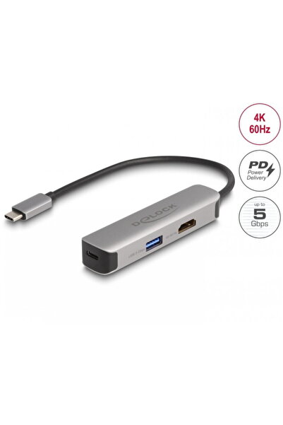 DELOCK Adaptor USB type C la HDMI 4K60Hz + USB-A + USB-C 92W, 61060