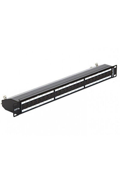DELOCK Patch Panel 19" ecranat 24 Porturi Cat.6A cu protectie praf Negru, 43320