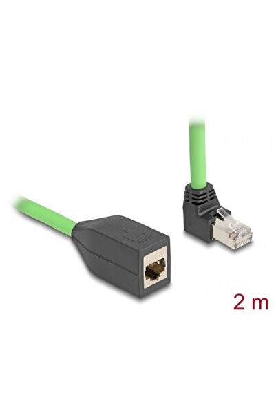 DELOCK RJ45 Cat.6A SFTP straight/up angle TPU network extension cable 2m Gree...