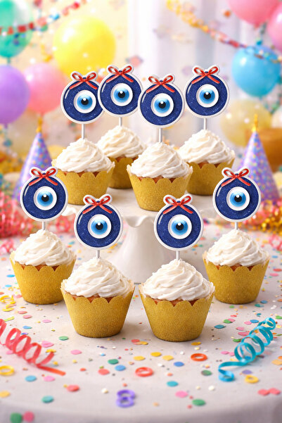 Baloncu Nene أداة تزيين الكيك على شكل عين الشر الزرقاء، 16 قطعة، زينة الكيك ا...