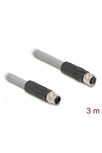 DELOCK Cablu prelungitor M12 L-coded 5 pini PUR/medii industriale T-M, 3m, 80...