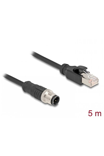 DELOCK Network cable M12 4-pin D-coded to RJ45 PVC T-T 5m, 80852