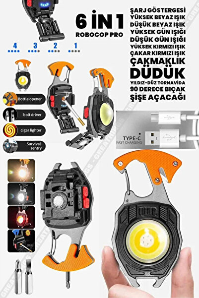 Ö ÖZMERT ASKERİ MALZEME Pro Kamp Feneri Çok Fonksiyonlu Fener Anahtarlık Usb ...