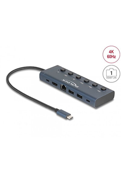 DELOCK Docking Station USB type C la HDMI 4K60Hz / 2 x USB-A / 1 x USB-C / Gi...