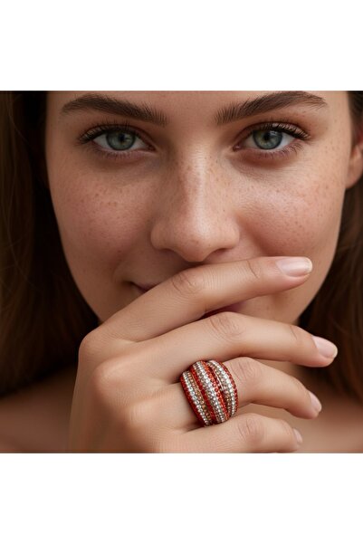 COCOSH TAKI خاتم أنيق قابل للتعديل من المعدن الذهبي مرصع بحجر الزركون باللون ...