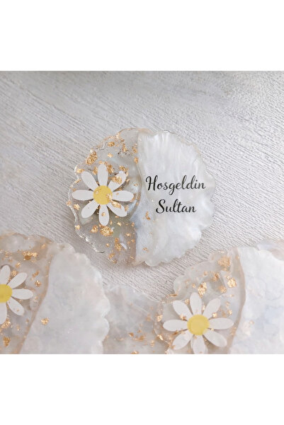 Sultan Tasarım 10 Adet 6 Cm Papatya Etiketli Söz Nişan Kız Bebek Yenidoğan Sü...