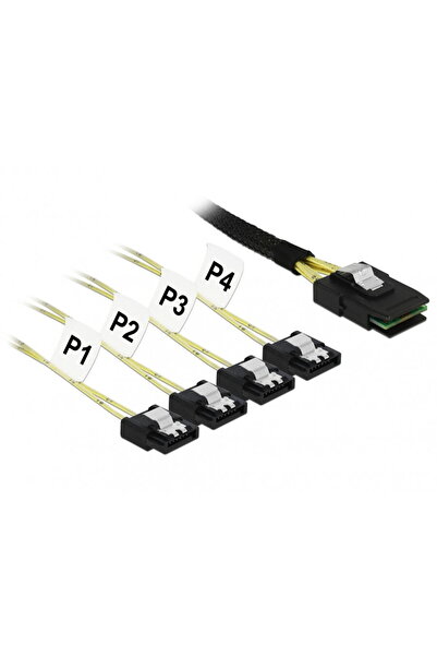 DELOCK Mini SAS SFF-8087 to 4 x SATA 7 pin cable 1m metal, 85731