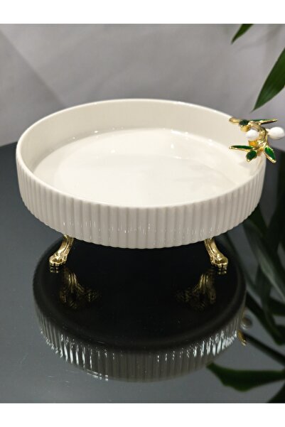 PARILTI HOME COLLECTİON Πορσελάνινο διακοσμητικό μπολ με σχέδιο ελιάς, πιάτο ...