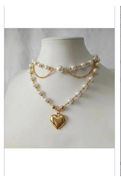 Serashine Vintage tasarım Gold kalpli iki katlı gotic kolye