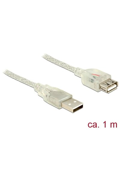DELOCK Extension cable USB 2.0 Type-A male > USB 2.0 Type-A female 1m transparen