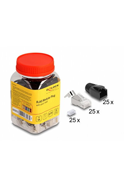 DELOCK Set of 25 network connectors 66903, RJ45 SFTP for solid wire Cat.6A/Ca...