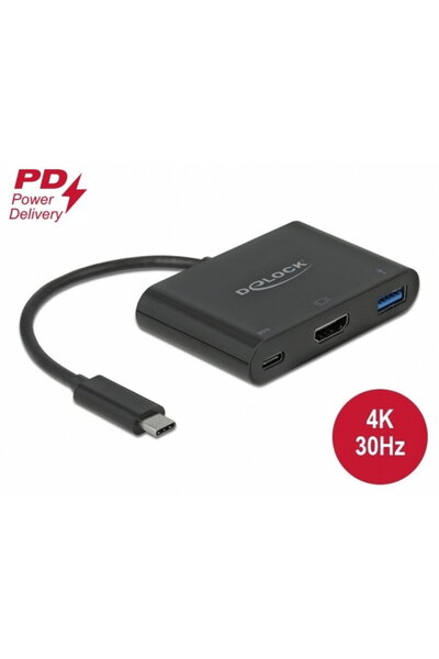 DELOCK Adaptor USB-C 3.1 la HDMI 4K@30 Hz + 1 x USB-A BC1.2 + 1 x USB-C PD (P...