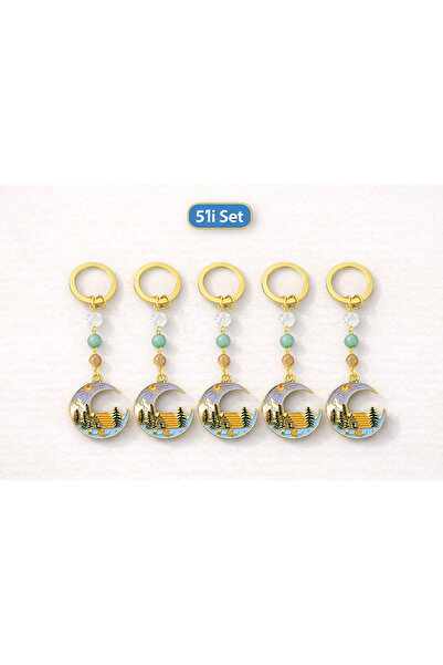 Sunshe Atelier 5 Pieces of Natural Stone Keychain/Bag Ornament with Crescent ...