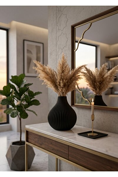 Pera Craft Modern Dekoratif Venere Çizgili Tasarım Vazo - 18 CM BÜYÜK EBAT