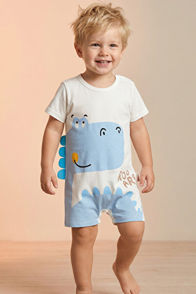 Tuabella 100% Cotton Baby Boy Patterned Summer Short Jumpsuit