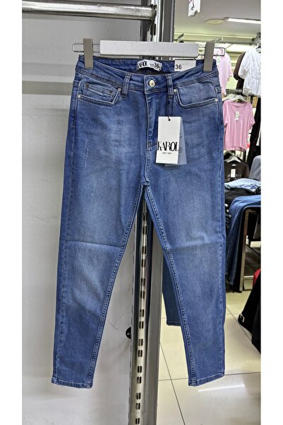 KAROL Mavi tırnaklı normal bel Likralı skinny jeans