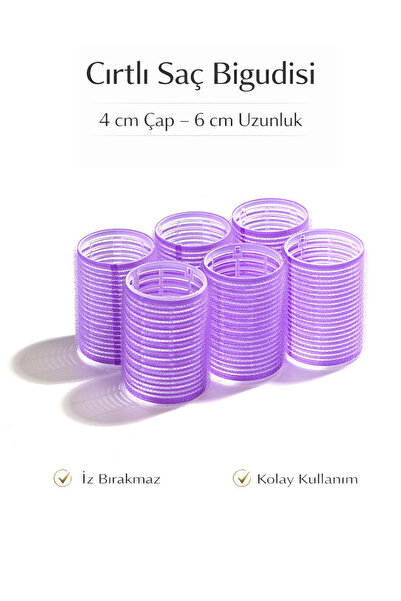 Gold Beauty Orta Boy Bigudi 6lı Cırtlı - Yapışkanlı Saç Bigudisi - Isısız Saç...