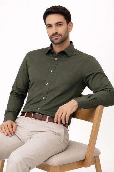 CLASSİCS MEN Parletti Μακρυμάνικο Κλασικό Ανδρικό Βαμβακερό Σατέν Πουκάμισο 7606