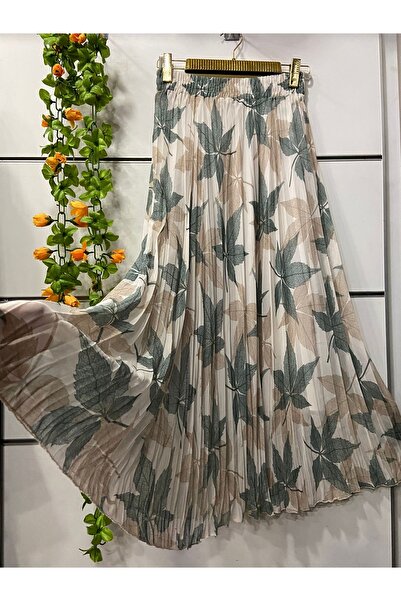 edu collection Patterned Chiffon Bohe Bell Skirt with Lining