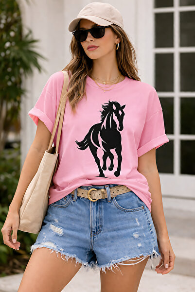 ArtYus Μπλουζάκι Unisex Oversize με στάμπα με φιγούρα αλόγου – Βαμβακερό T-Sh...