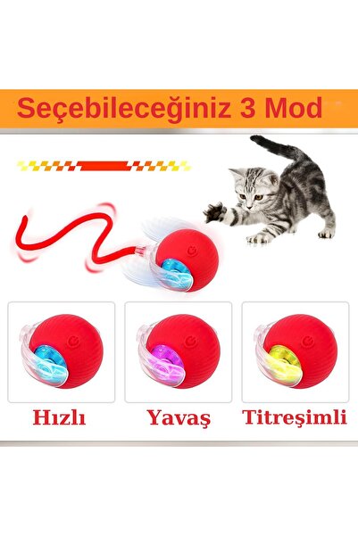 Markapet Hareketli Şarjlı Işıklı 360 Derece Dönen Akıllı Oyun Topu Kuyruklu İ...