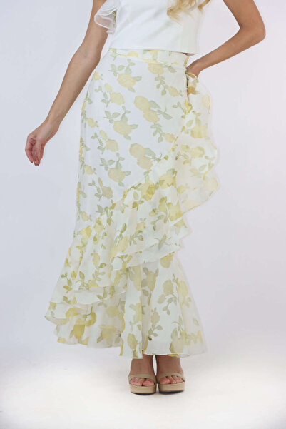 2TRENDY Mid-Length Skirt with Floral Prints