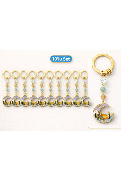 Sunshe Atelier 10 Pieces of Natural Stone Keychain/Bag Ornament with Crescent...