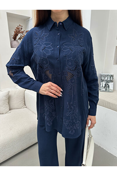 MİA NOURA Women's Front and Sleeves Are Tulle with Embroidery Work