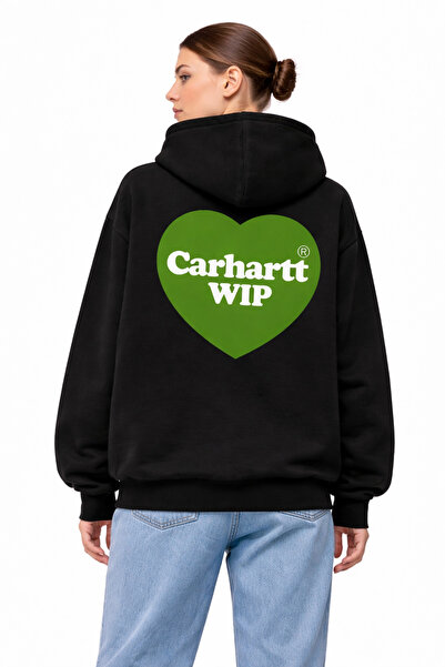 CAMBLYS Unisex Carhart Front Heart Back Logo Printed Oversize 100% Cotton Bre...