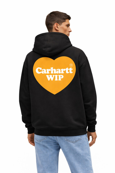 CAMBLYS Unisex Carhart Front Heart Back Logo Printed Oversize 100% Cotton Bre...