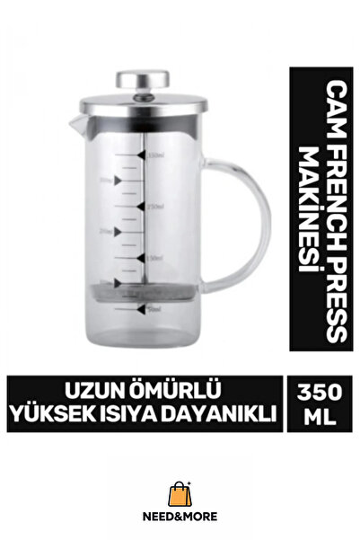 NEED&MORE #French Press 350 ml – Süzgeçli, Isıyı Uzun Süre Koruyan, Bitki Çay...