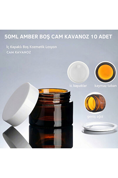 makrobay 10 Pieces 50 ml Luxury Glass Cream Jars - Leak-Proof Amber Cream Jar...