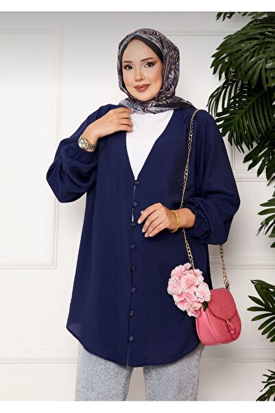 KEVRA V-Neck Buttoned Aerobin Tunic