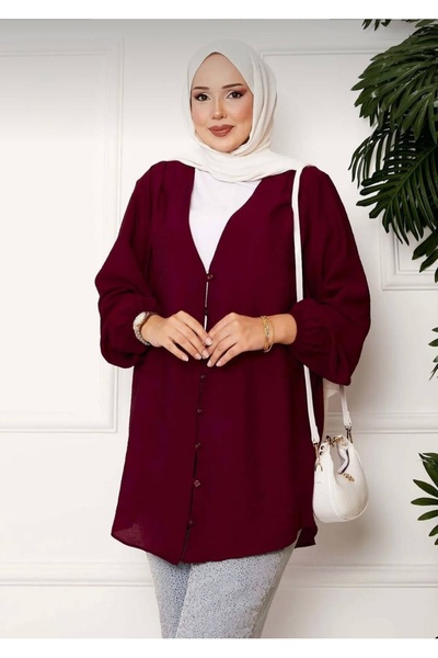 KEVRA V-Neck Buttoned Aerobin Tunic