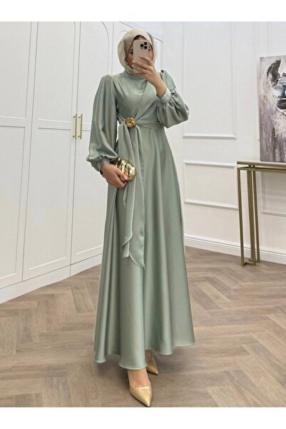 Gülsoy YENİ SEZON SATEN TESETTÜR ABİYE BROŞ DETAYLI