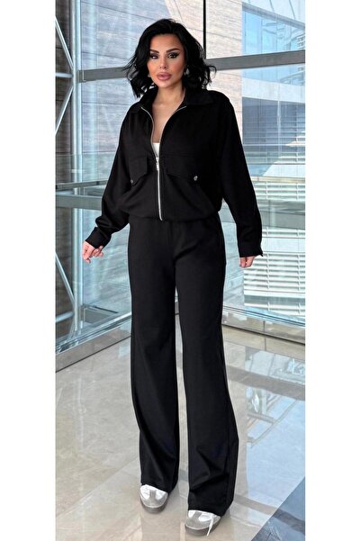 EGZOTİK ASORTİK Collared Double Pocket Detailed Casual Tracksuit Set