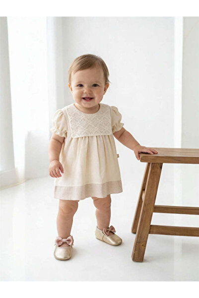 The-kid.co Vintage Collar Dress - Beige