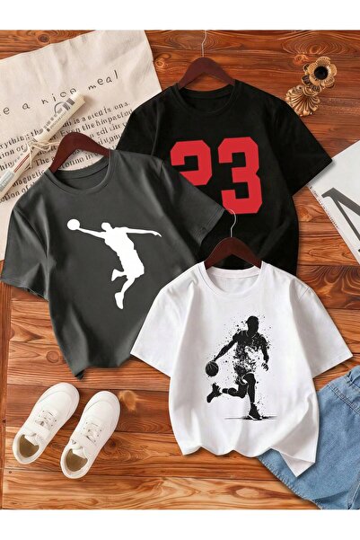 SVART WEAR Τυπωμένο Μαύρο - Λευκό - Ανθρακί Παιδικό μπλουζάκι 3 τεμαχίων, 100...