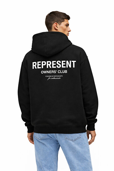 CAMBLYS Unisex Represent Back Printed Oversize 100% Cotton Breathable Sweatsh...