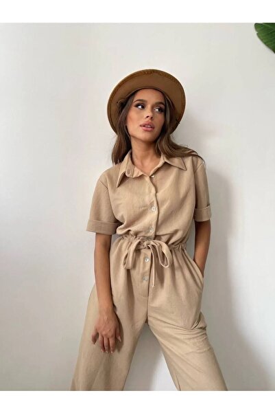 MEECY Women's Biscuit Waist Gathered Jumpsuit