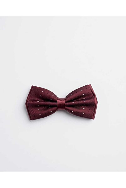 SDNYAZO Bordo Siyah Ve Beyaz Noktalı Desenli Erkek Papyon