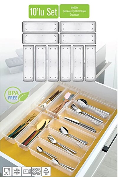 Kitchen Beauty 10’lu Modüler Kaşıklık Seti - Mutfak Düzenleyici Çekmece İçi O...