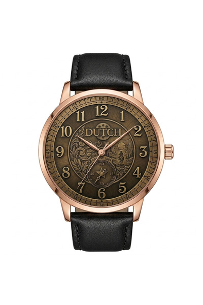 DUTCH STORE Sunset Watch – Soft Black Leather and Luxurious Rose Gold Frame