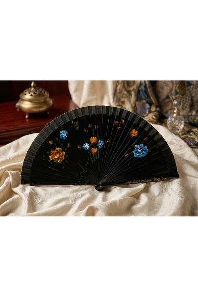 Meya design Desenli Çift Taraflı Dekoratif El Yelpazesi – 23 Cm