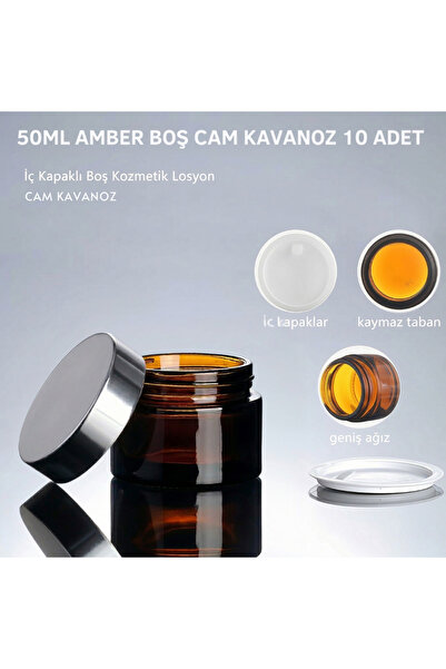 makrobay 10 Pieces 50 ml Luxury Glass Cream Jars - Leak-Proof Amber Cream Jar...