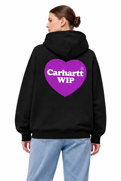 CAMBLYS Unisex Carhart Front Heart Back Logo Printed Oversize 100% Cotton Bre...